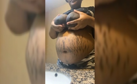 Naughty Pregnant Lady Pressing Out Breast Milk